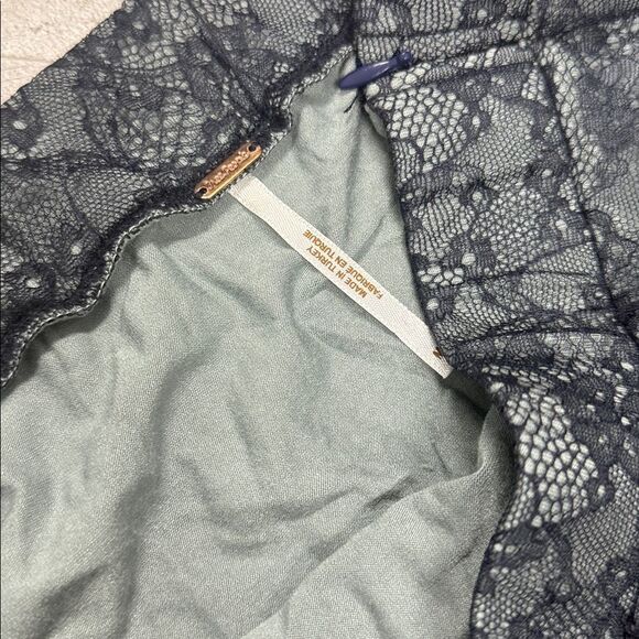 Free People Teal Lined Lace A-Line Skirt Set Maxi Size Medium Like New Crop Top - Picture 4 of 8